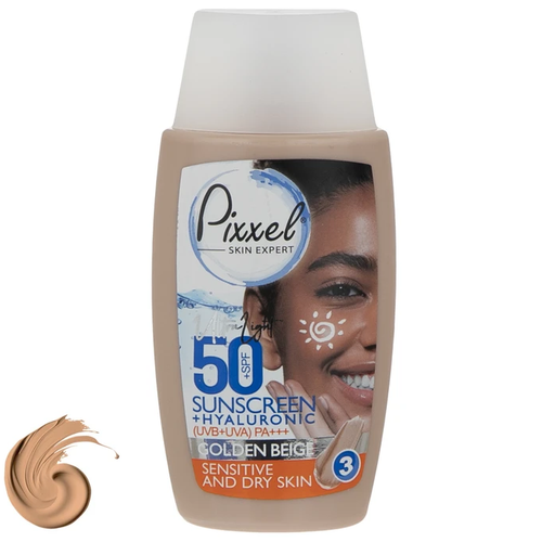 1 ضد آفتاب رنگی پیکسل SPF50+ مناسب پوست خشک و حساس بژ طلایی Pixxel Sunscreen Cream SPF50+ For Dry & Sensitive Skin ضدافتاب ضد افتاب ضدآفتاب آفتاب کده افتاب کده