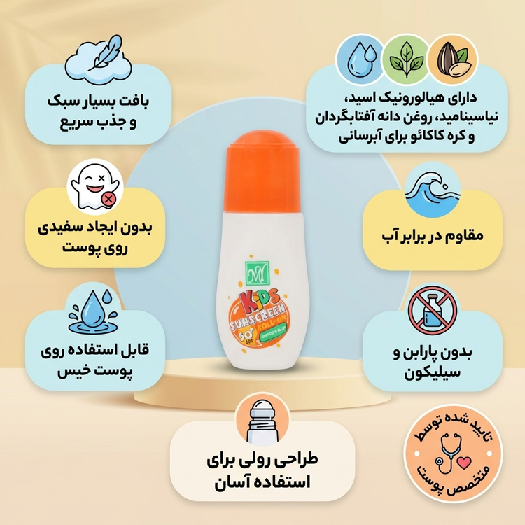 لوسیون ضد آفتاب کودکان بی رنگ مای SPF50+