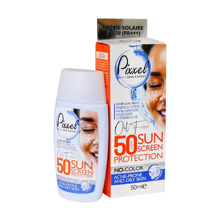 2 کرم ضد آفتاب بی رنگ پیکسل SPF50+ مناسب پوست چرب و جوش دار