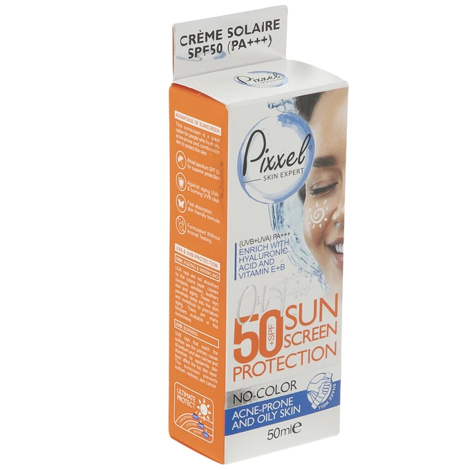 6 کرم ضد آفتاب بی رنگ پیکسل SPF50+ مناسب پوست چرب و جوش دار