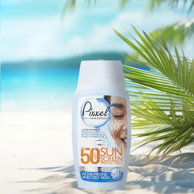 9 کرم ضد آفتاب بی رنگ پیکسل SPF50+ مناسب پوست چرب و جوش دار